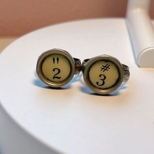 HANDMADE Vintage Typewriter Key Adjustable Ring Set